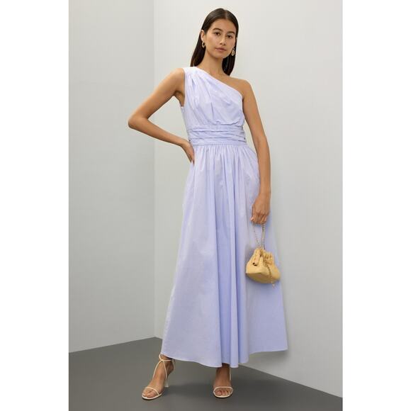 SAUNDERS Light Purple One Shoulder Sleeveless Poplin Maxi Dress Size 10 - Picture 1 of 11